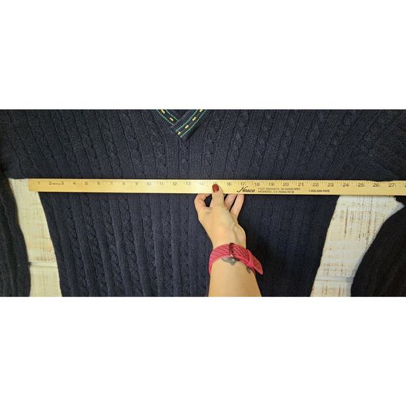 Alan Paine XL Men's Knitwear V-neck Cotton Cable Knit Crickey Jumper Vtg - Picture 14 of 16